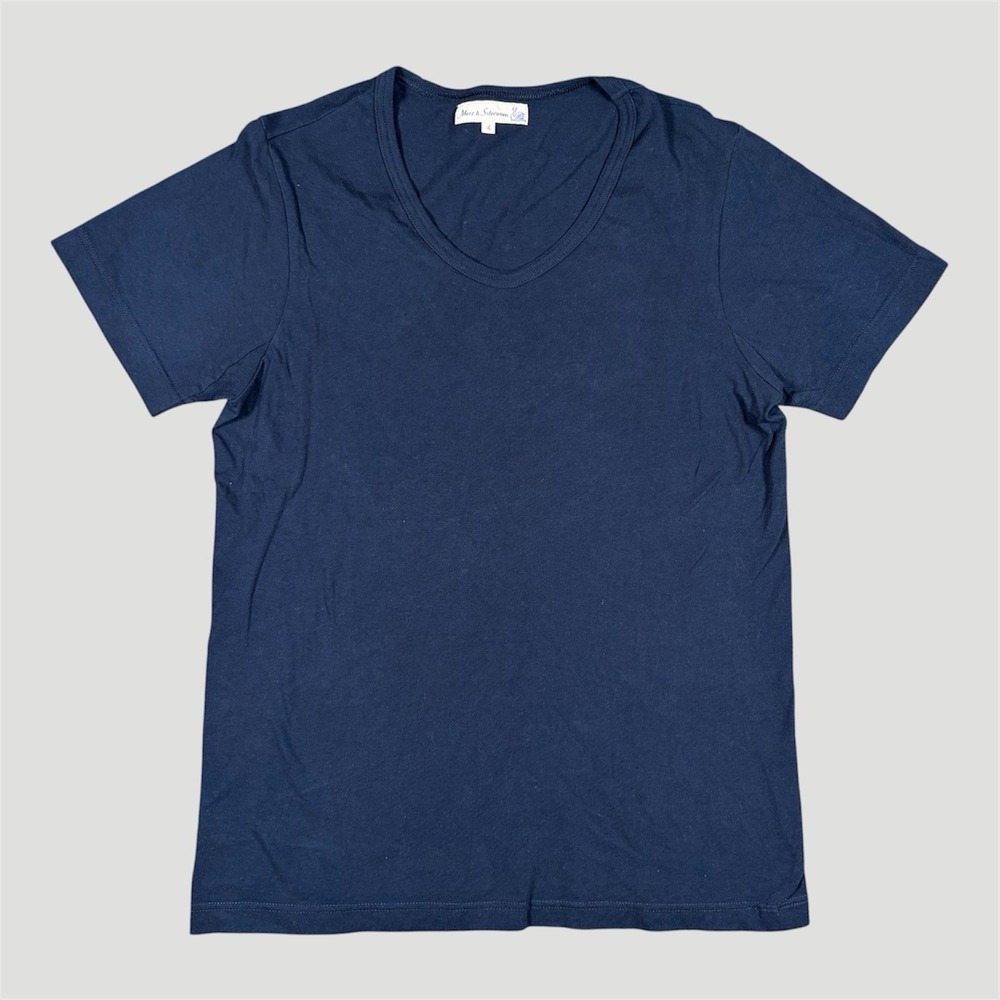 Merz B. Schwanen 114V 20'ies V Neck Shirt 1 Thread Maco Imit Ink Blue Sz 4 Tee